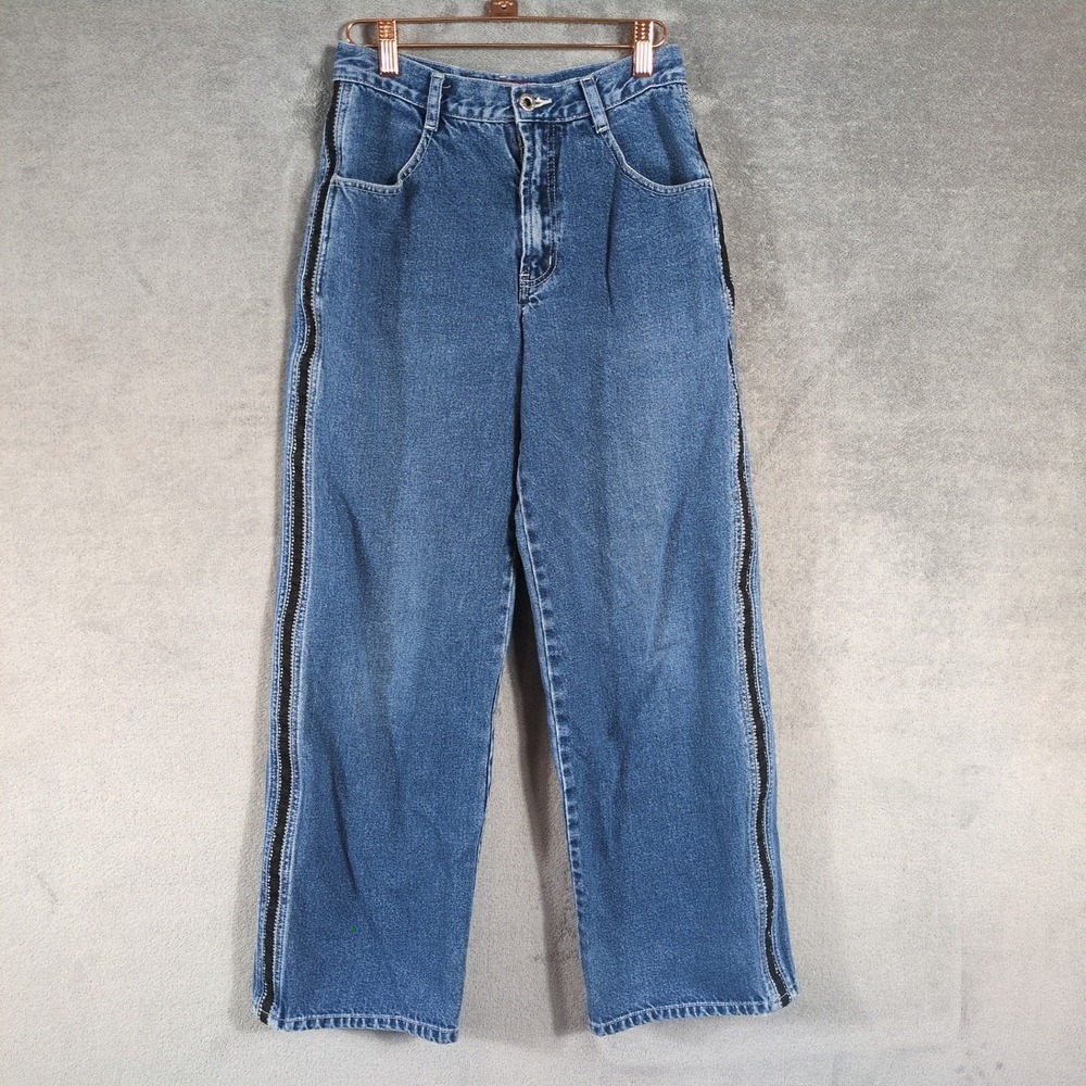 Unionbay Kids Size 16 Wide Leg Skater Jeans Blue Side Stripe‎ Denim Y2K Vintage